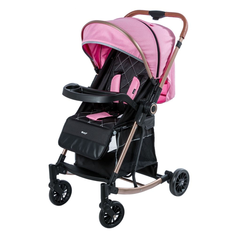 Coche mecedora Bouncy Ebaby, lujo, 0-3 años, plegable, rosado